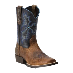 Ariat Children's Tombstone Earth Brown W/Black Top Square Toe Boots 10012794