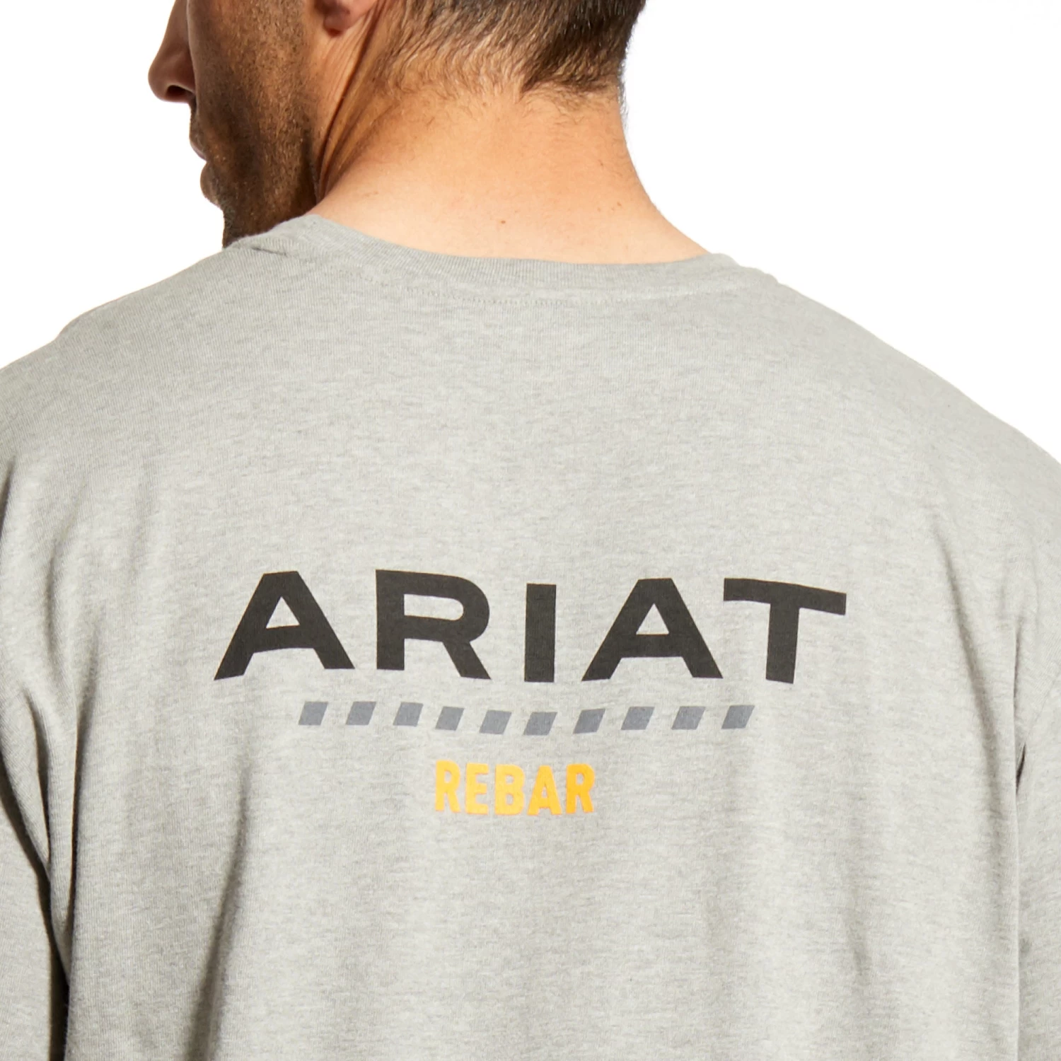 Ariat Rebar Cotton Strong Logo Heather Grey T-shirt 10025387 - Image 3