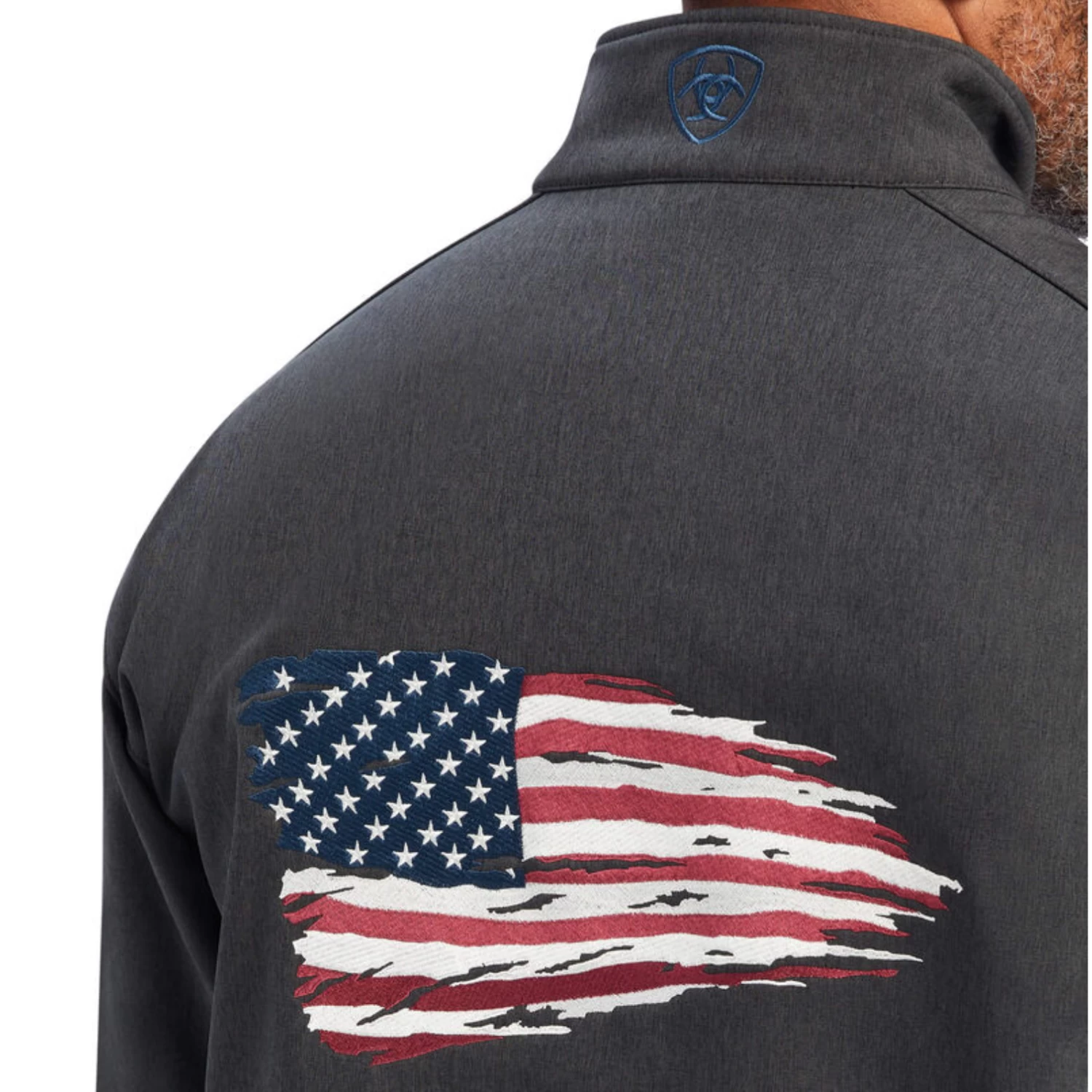 AriatĀ® Men's Logo 2.0 Patriot Charcoal Softshell Jacket 10041439 - Image 4