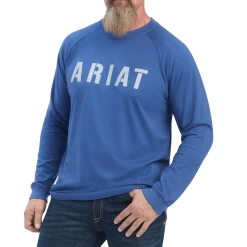 AriatĀ® Men's Rebar CottonStrong Block Metal Blue T-Shirt 10041590