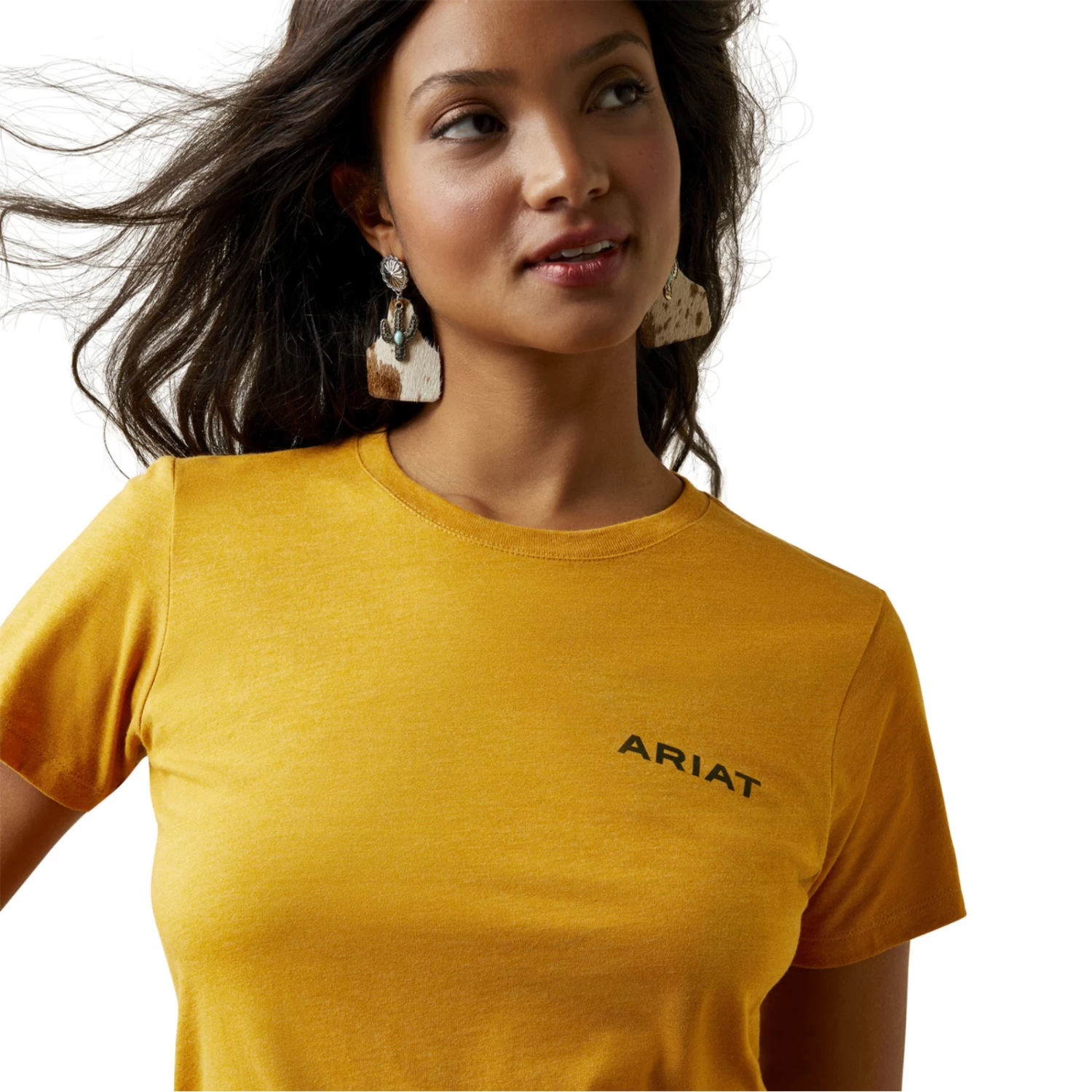 Ariat® Ladies "Cowboy Posse" Yellow Heather T-Shirt 10045450 - Image 2