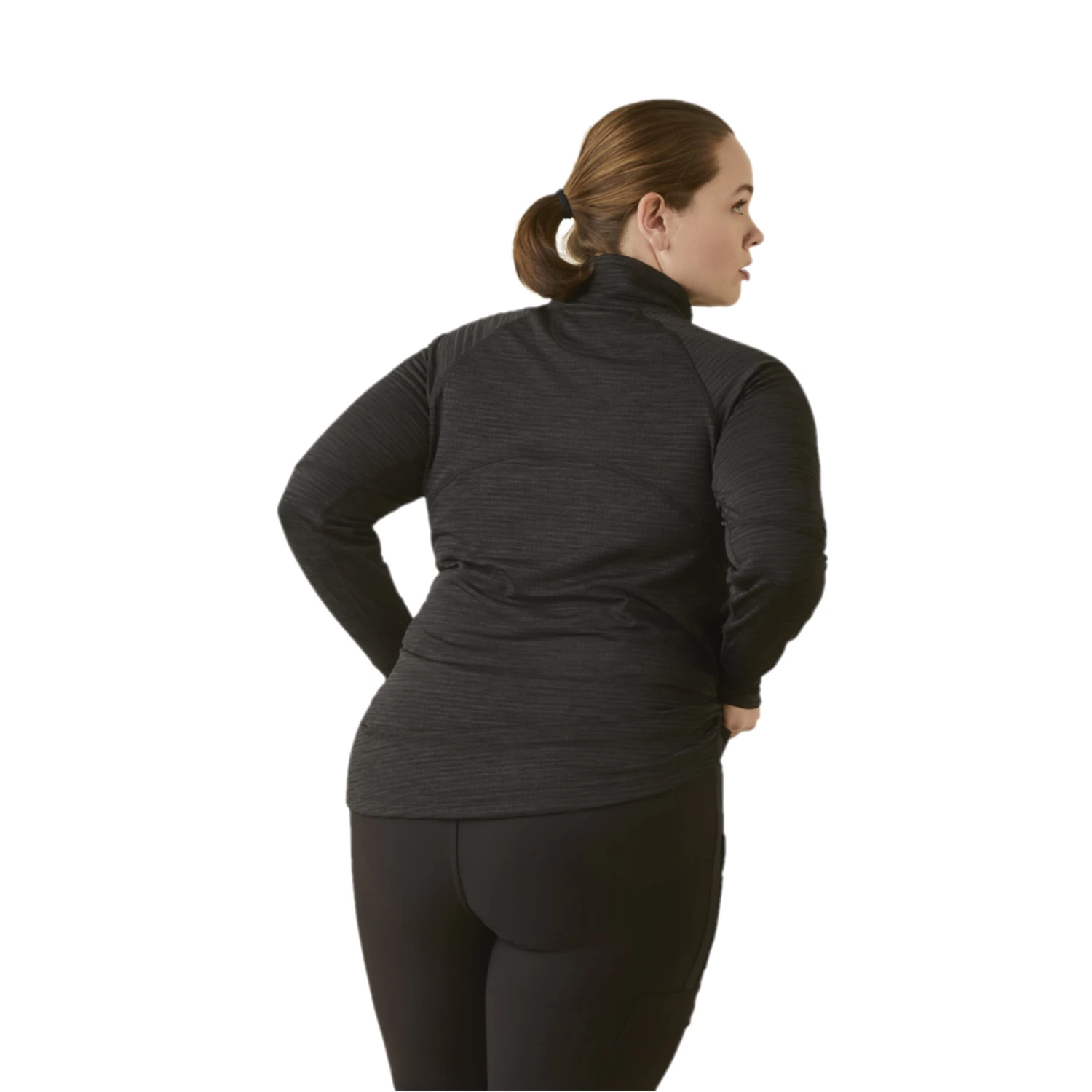 Ariat Ladies Rebar Gridwork Base Layer 1/4 Zip Black T-Shirt 10046518 - Image 3