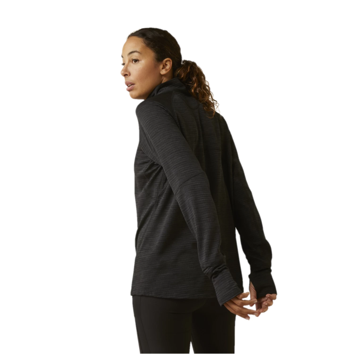 Ariat Ladies Rebar Gridwork Base Layer 1/4 Zip Black T-Shirt 10046518 - Image 4