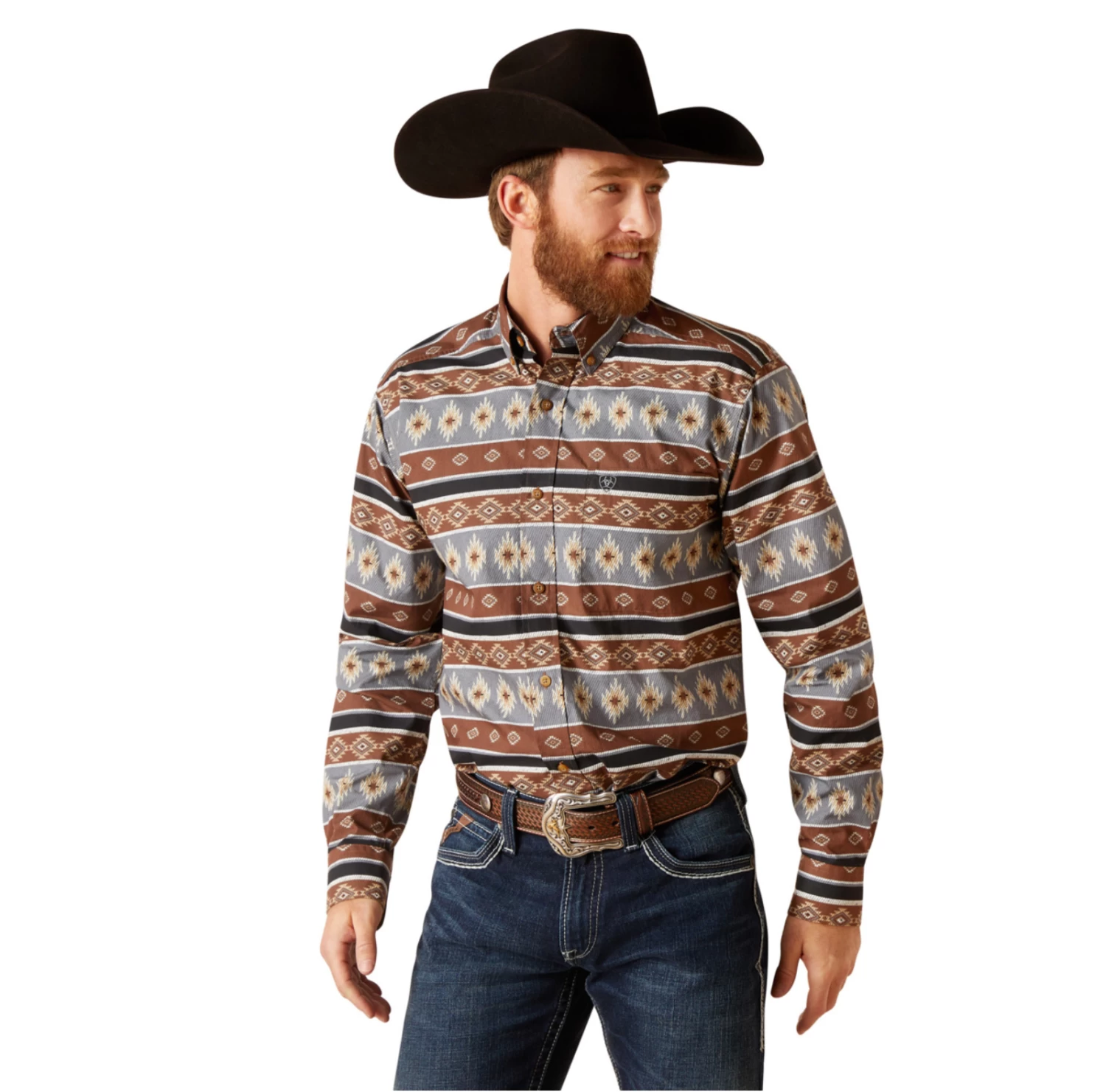 Ariat Men's Nelly Fitted Quiet Shade Grey Button Down Shirt 10047376