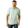 Ariat Men's Charger 2.0 Fitted Aqua Polo Shirt 10058779