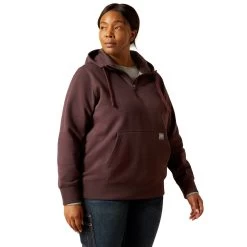 Ariat Ladies Rebar Skill Set 1/2 Zip Fudge Heather Hoodie 10062654