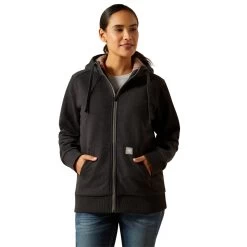 Ariat Ladies Rebar All Weather Sherpa Full Zip Charcoal Heather Hoodie 10062328