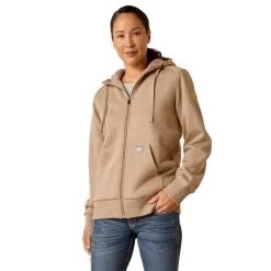 Ariat Ladies Rebar All Weather Oatmeal Heather Sherpa Full Zip Jacket 10053065