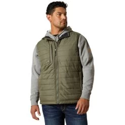 Ariat Men's Rebar Cordura Ripstop Beetle Green Insulated Vest 10062719