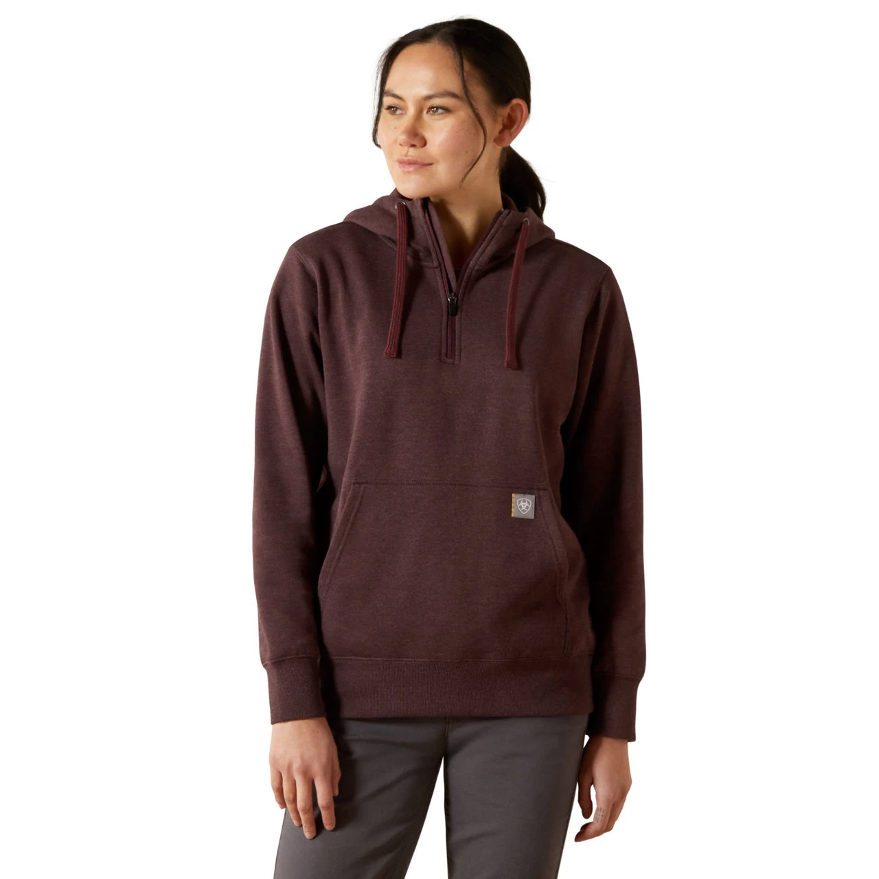 Ariat Ladies Rebar Skill Set 1/2 Zip Fudge Heather Hoodie 10062654 - Image 2