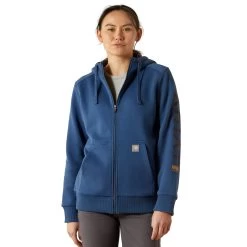 Ariat Ladies Rebar All-Weather Ensign Blue Full Zip Hood Jacket 10062607