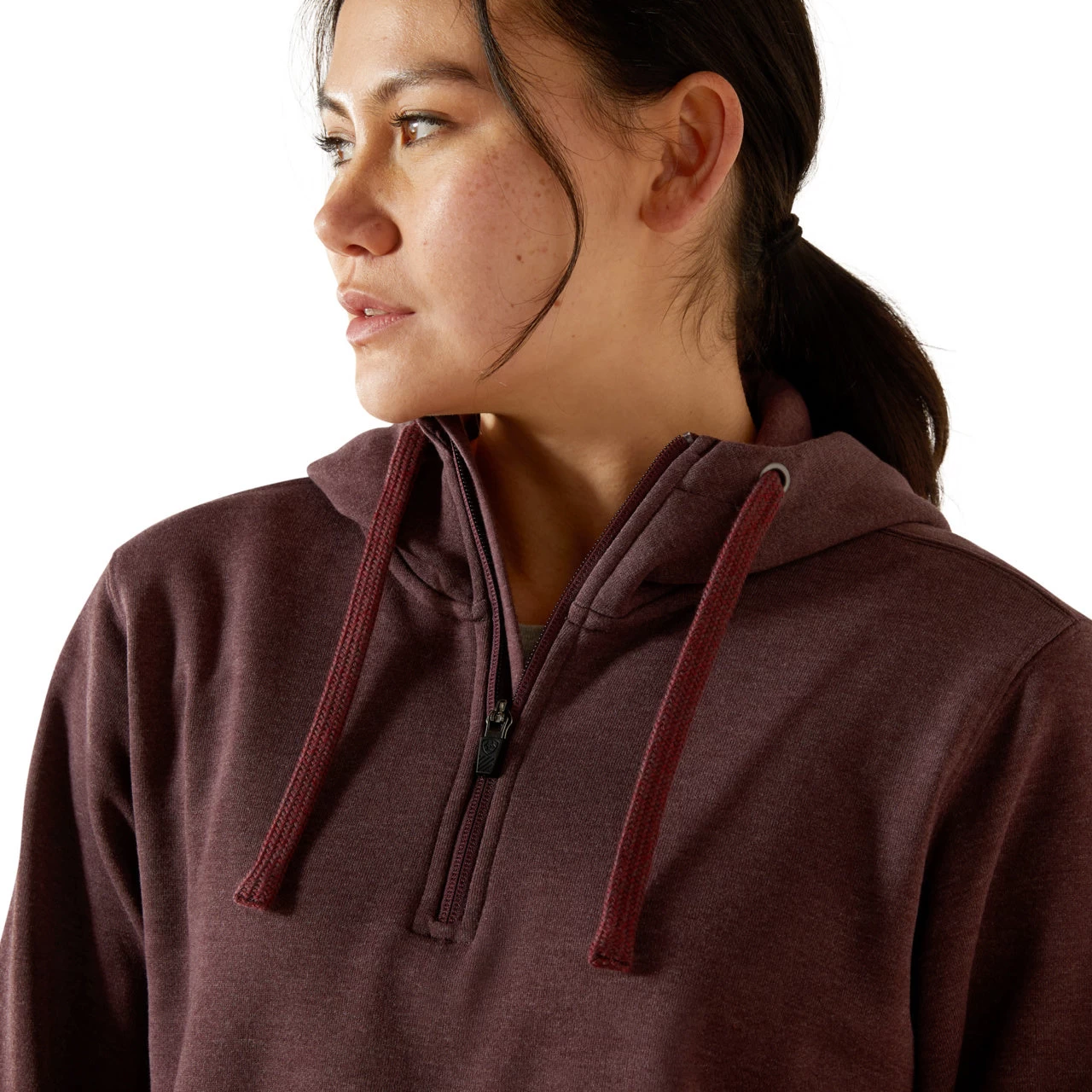 Ariat Ladies Rebar Skill Set 1/2 Zip Fudge Heather Hoodie 10062654 - Image 3