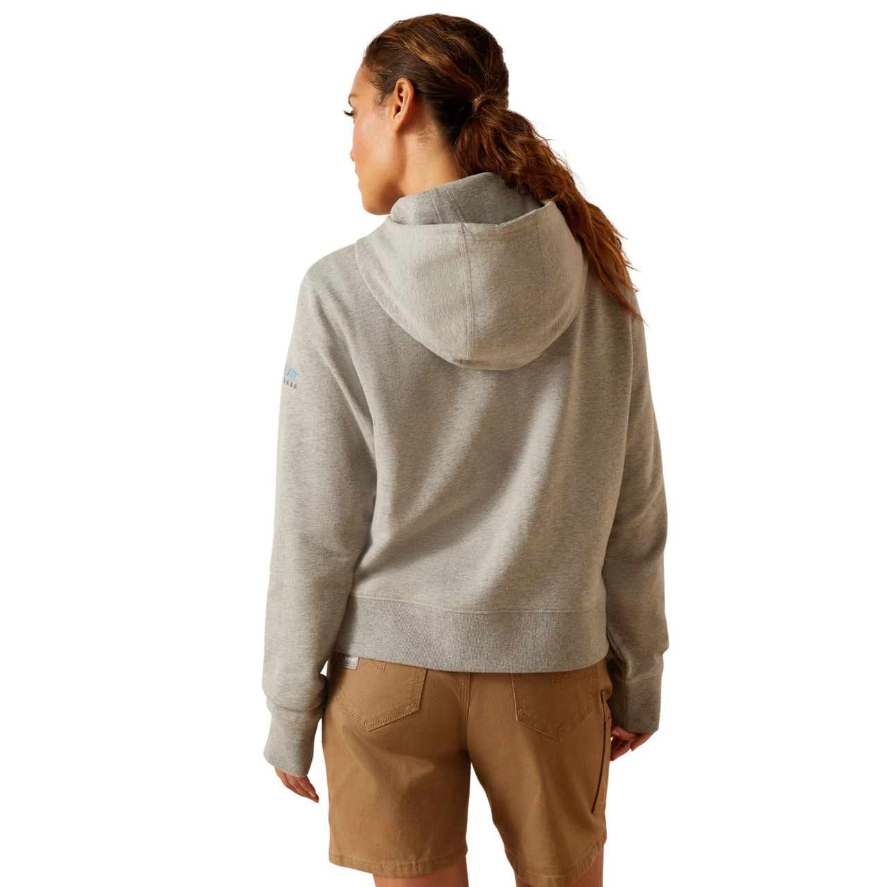 Ariat Ladies Rebar Lightweight Heather Grey Cropped Hoodie 10048482 - Image 2