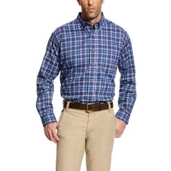 Ariat® Men's FR Collins Blue Paid Button Front Shirt 10020807