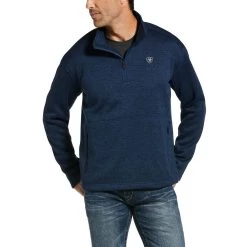 Ariat® Men's Indigo Heather Caldwell 1/4 Zip Sweater Jacket 10033005