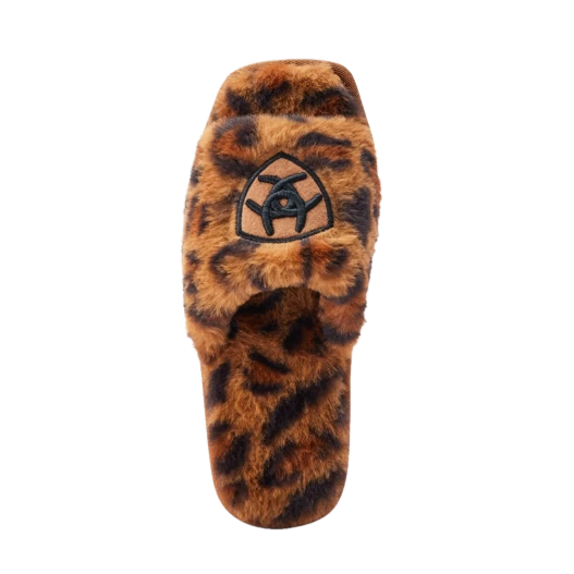 Ariat Ladies Cozy Fuzzy Leopard Print Square Toe Slippers AR2697-214 - Image 2