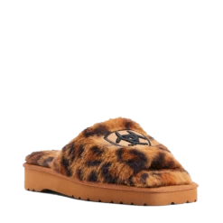Ariat Ladies Cozy Fuzzy Leopard Print Square Toe Slippers AR2697-214