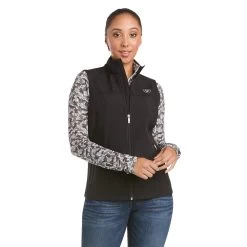 AriatĀ® Ladies New Team Black Softshell Full-Zip Vest 10020762