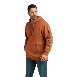 AriatĀ® Men's Rebar Graphic Cooper Grey Hoodie 10037646