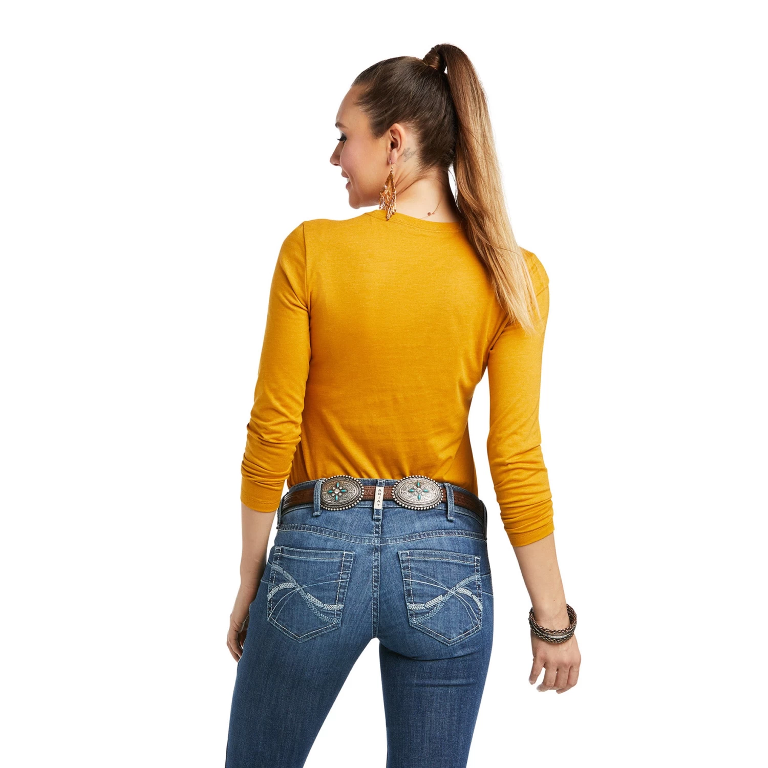 Ariat Ladies Serape Long Sleeve Buckhorn Heather T-Shirt 10038640 - Image 2