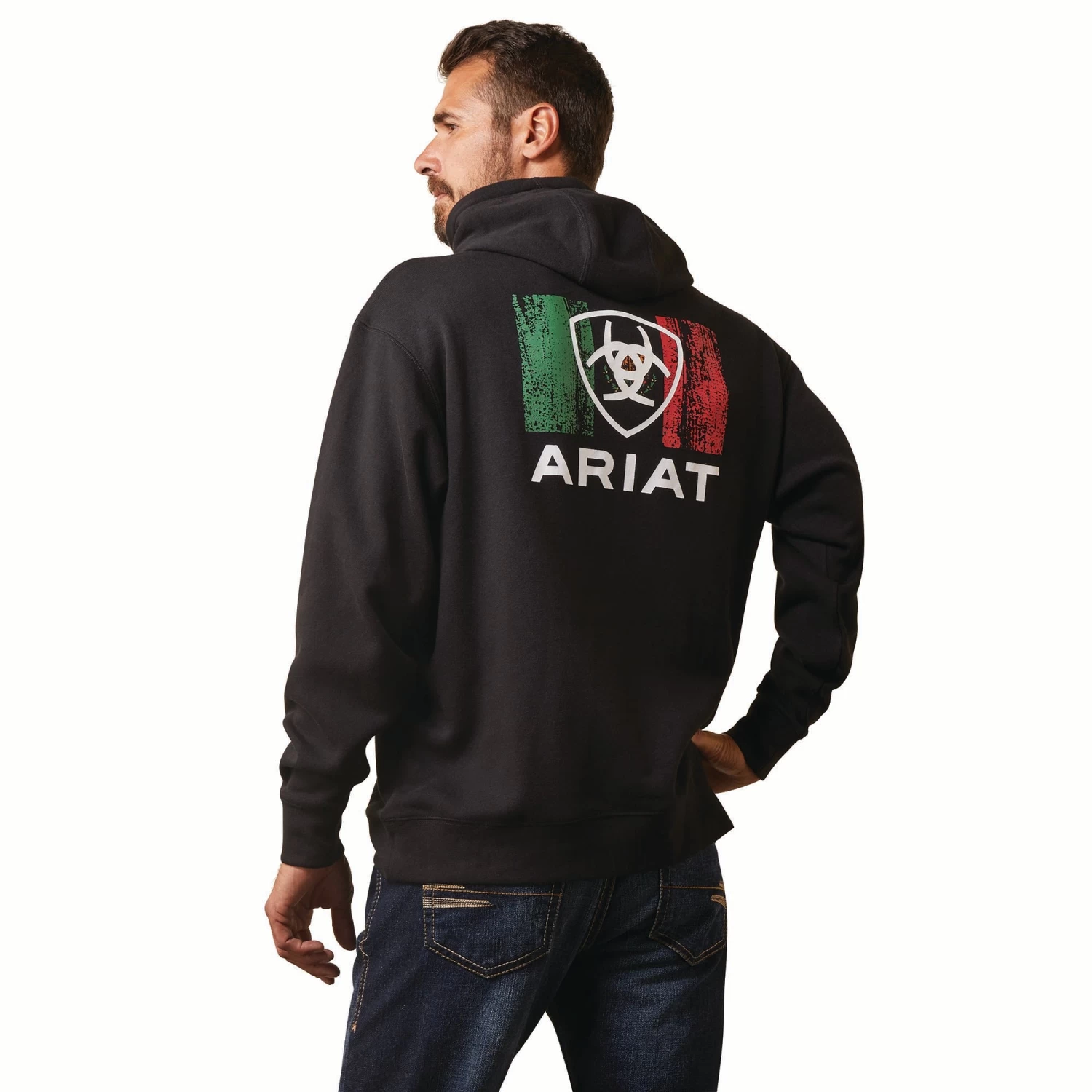 AriatĀ® Men's Shield Logo Mexico Black Hoodie 10042745