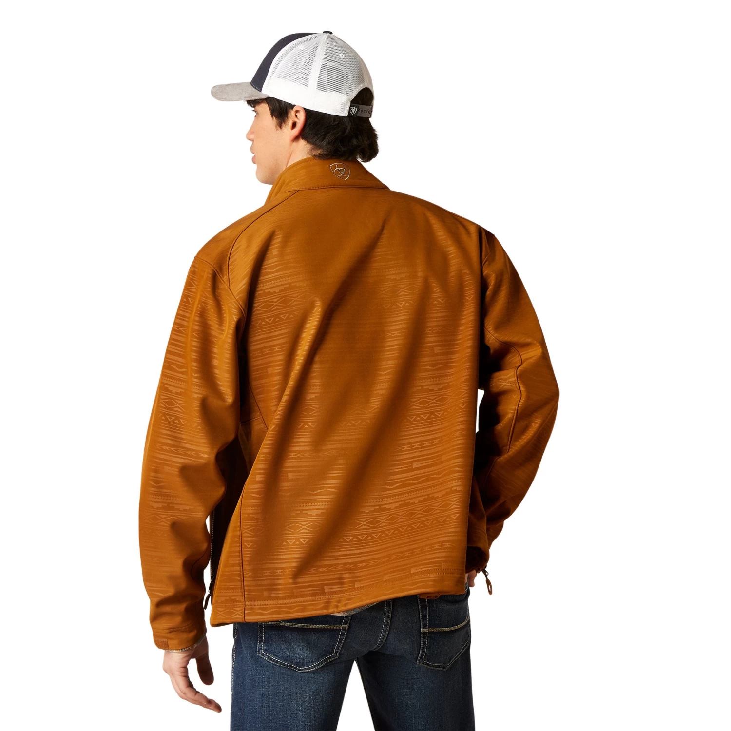 Ariat Men's Logo 2.0 Softshell Chestnut Brown Embossed Jacket 10046790 - Image 2