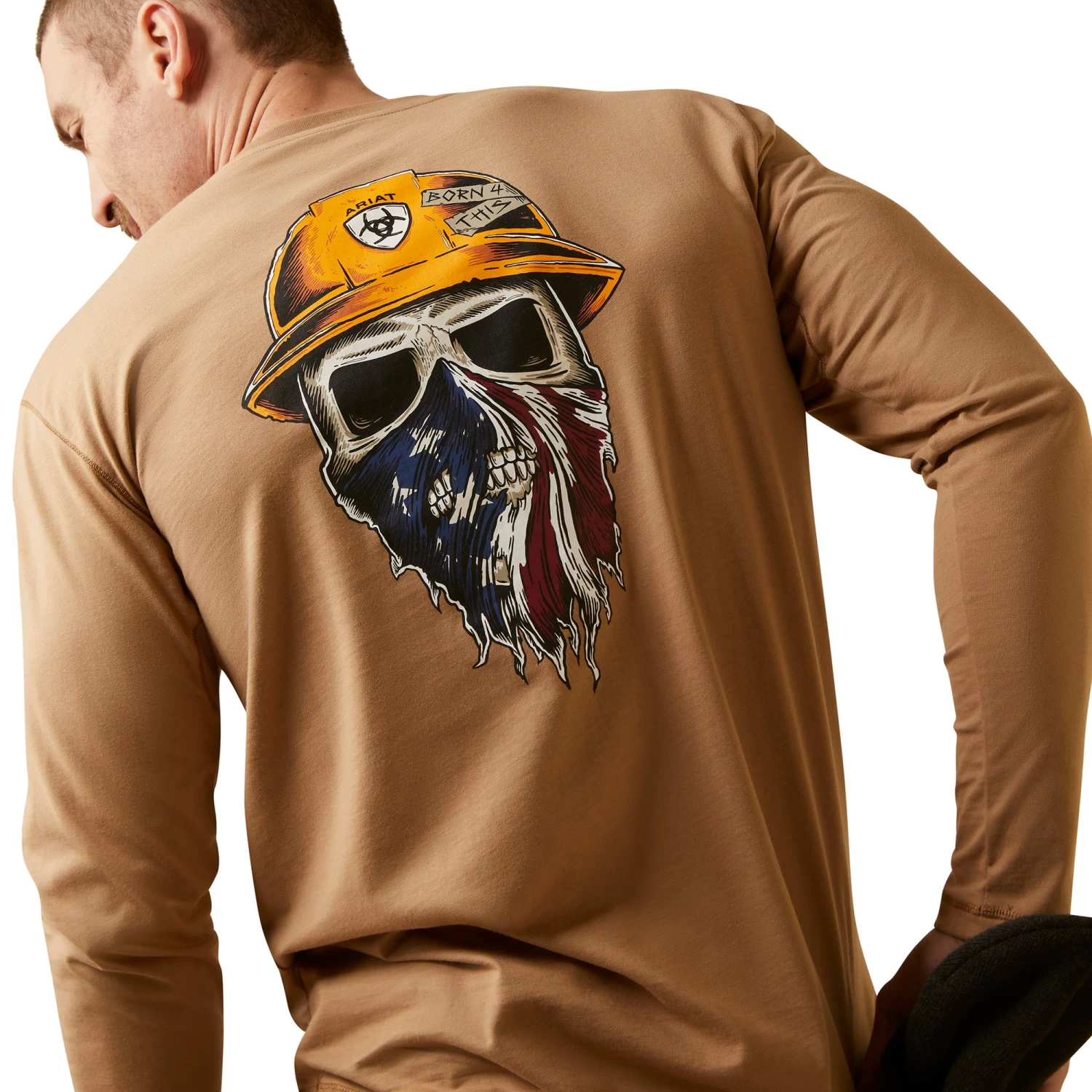 Ariat Men's Rebar Workman Born For This Graphic Khaki T-Shirt 10046187 - Image 4