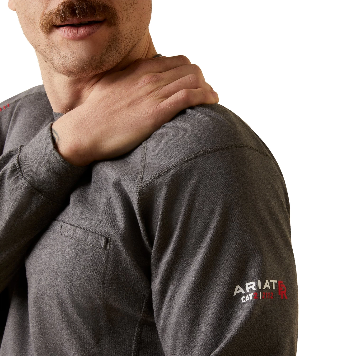 Ariat Men's FR Air True Grit Charcoal Heather T-Shirt 10046660 - Image 5