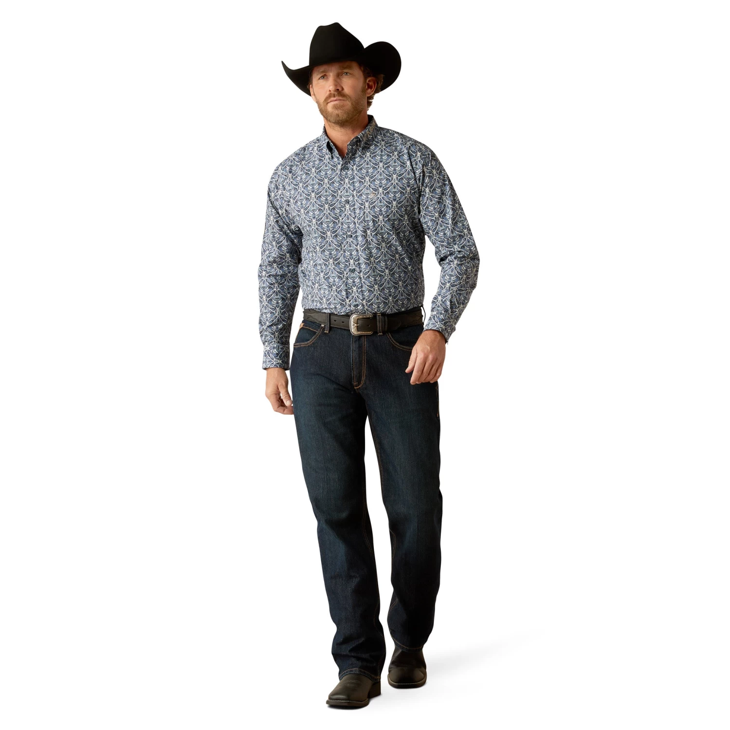 Ariat Men's Team Orlando Blue & Tan Classic Fit Button Down Shirt 10054057 - Image 3