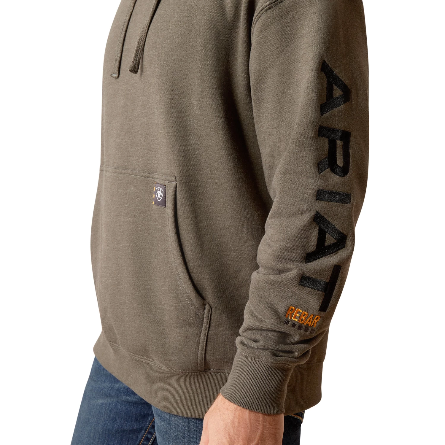 Ariat Men's Rebar Graphic Logo Beluga Heather Grey Hoodie 10051976 - Image 4