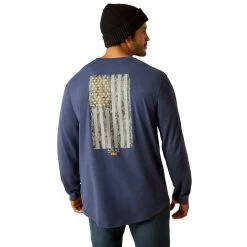 Ariat Men's Rebar Workman Reflective Flag Graphic Navy Heather T-Shirt 10052709