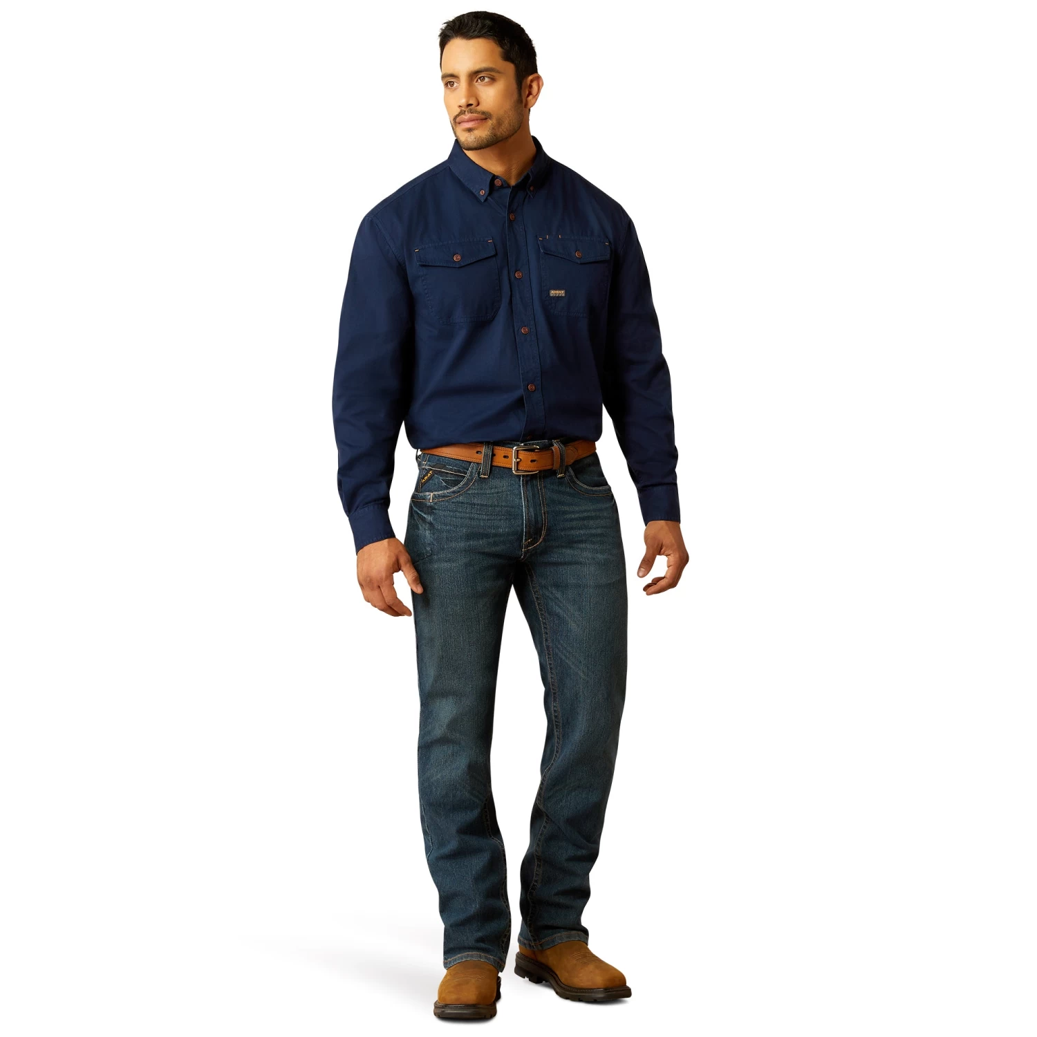 Ariat Men's Rebar Washed Twill Navy Button Down Work Shirt 10052941 - Image 3
