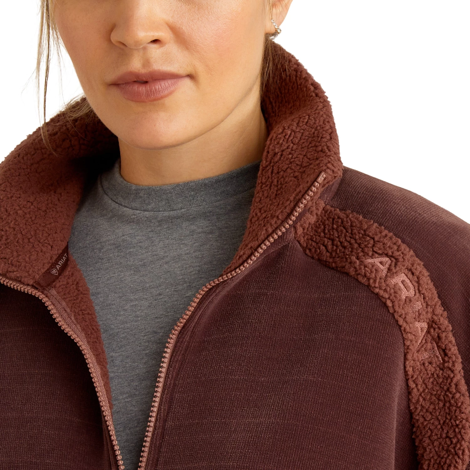 Ariat Ladies Lafayette Marron Full Zip Sweatshirt 10052659 - Image 4