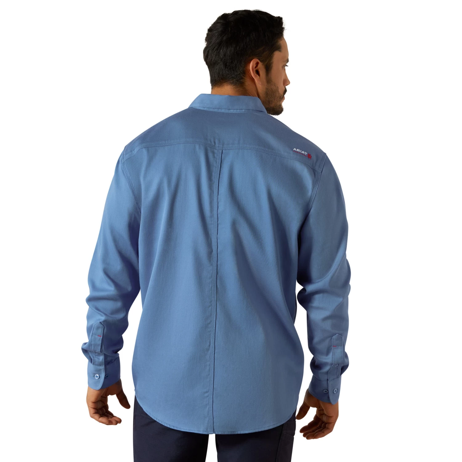 Ariat Men's FR Solid Medium Blue Work Button Down Shirt 10062602 - Image 2