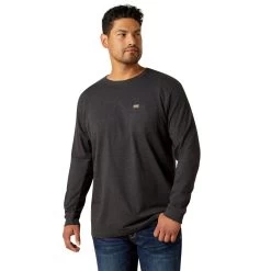 Ariat Men's Rebar Cotton Strong Standard Pocket Charcoal Heather T-Shirt 10062749