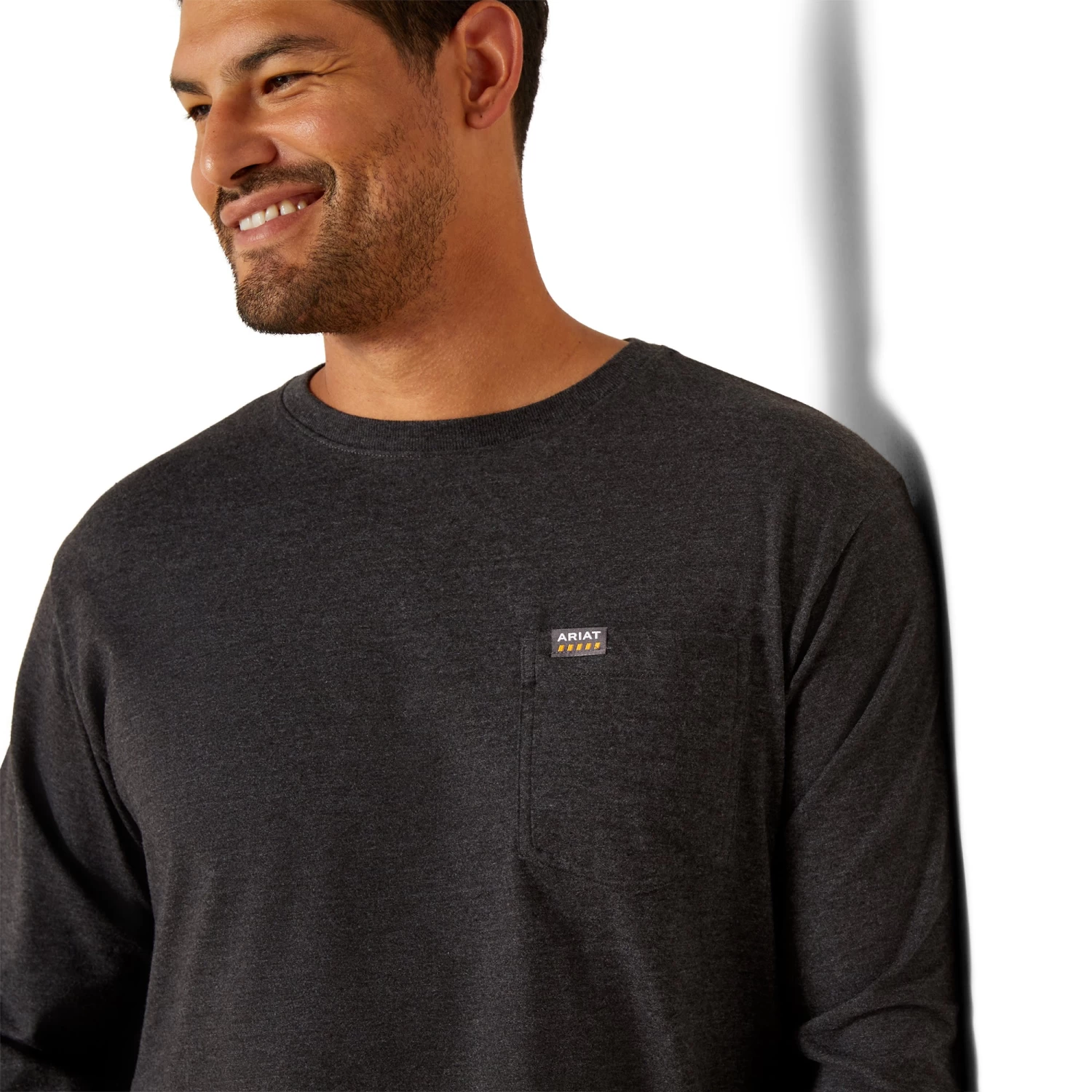 Ariat Men's Rebar Cotton Strong Standard Logo Charcoal Heather T-Shirt 10062753 - Image 4