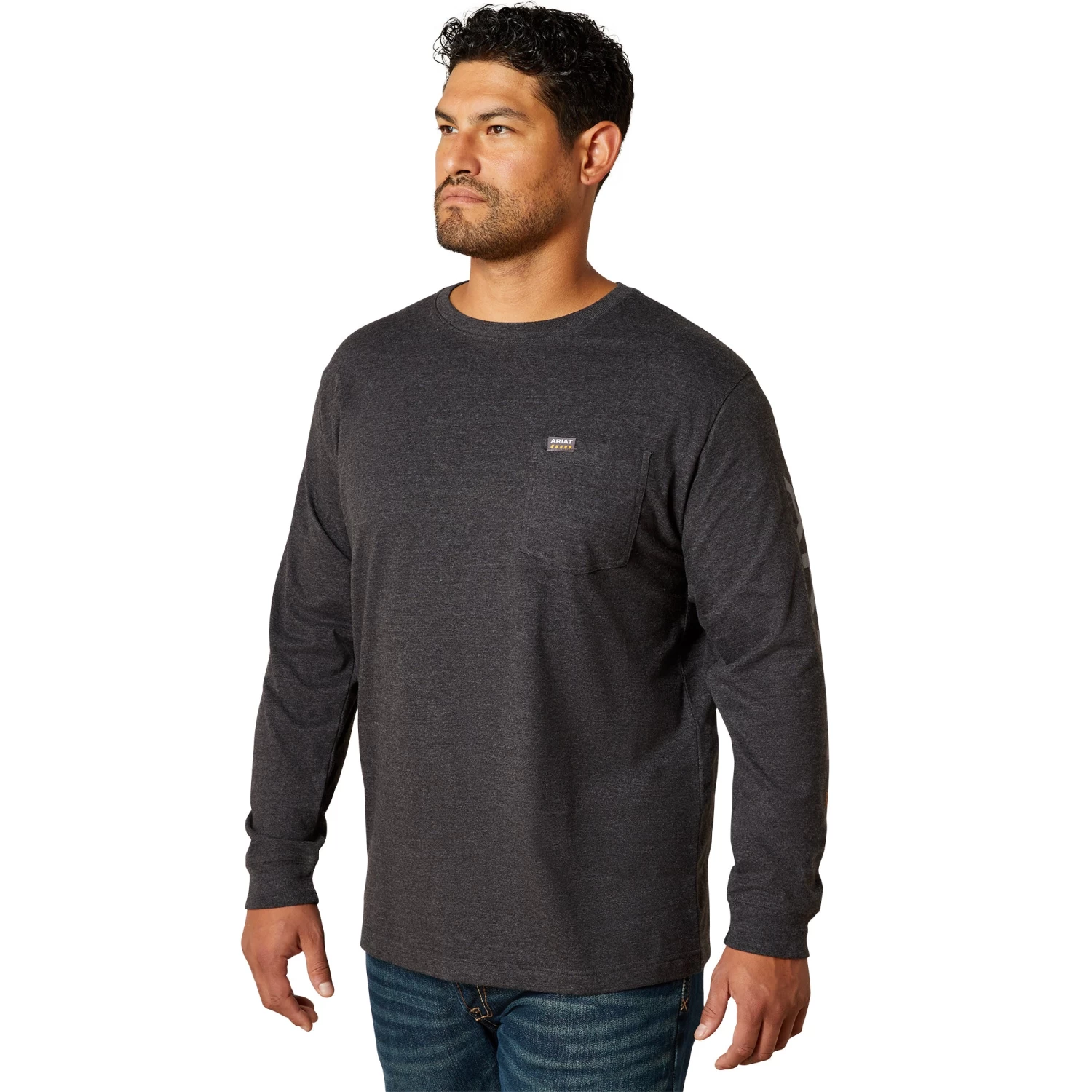 Ariat Men's Rebar Cotton Strong Standard Logo Charcoal Heather T-Shirt 10062753