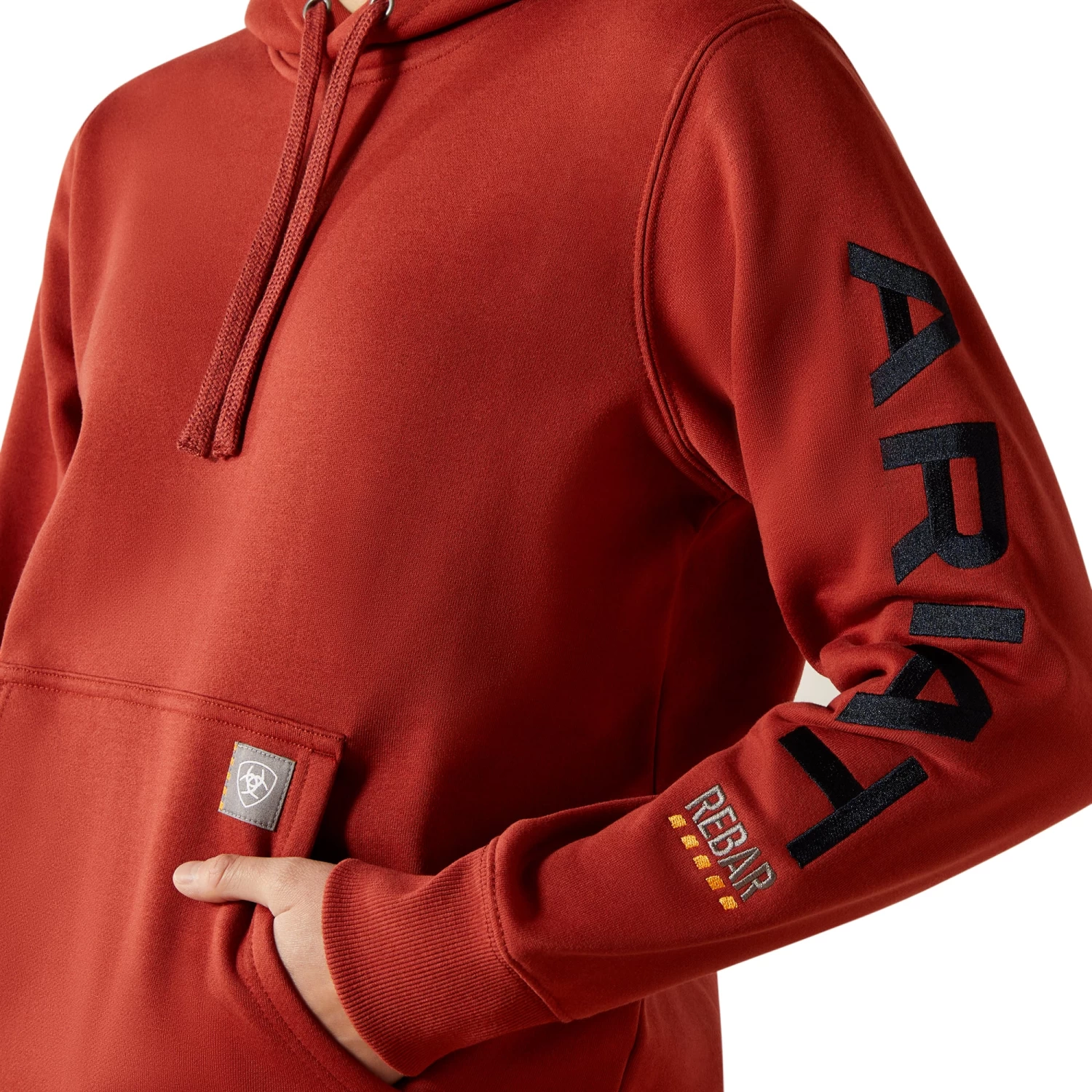 Ariat Ladies Rebar Barn Red & Navy Graphic Hoodie 10062661 - Image 4