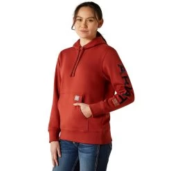 Ariat Ladies Rebar Barn Red & Navy Graphic Hoodie 10062661