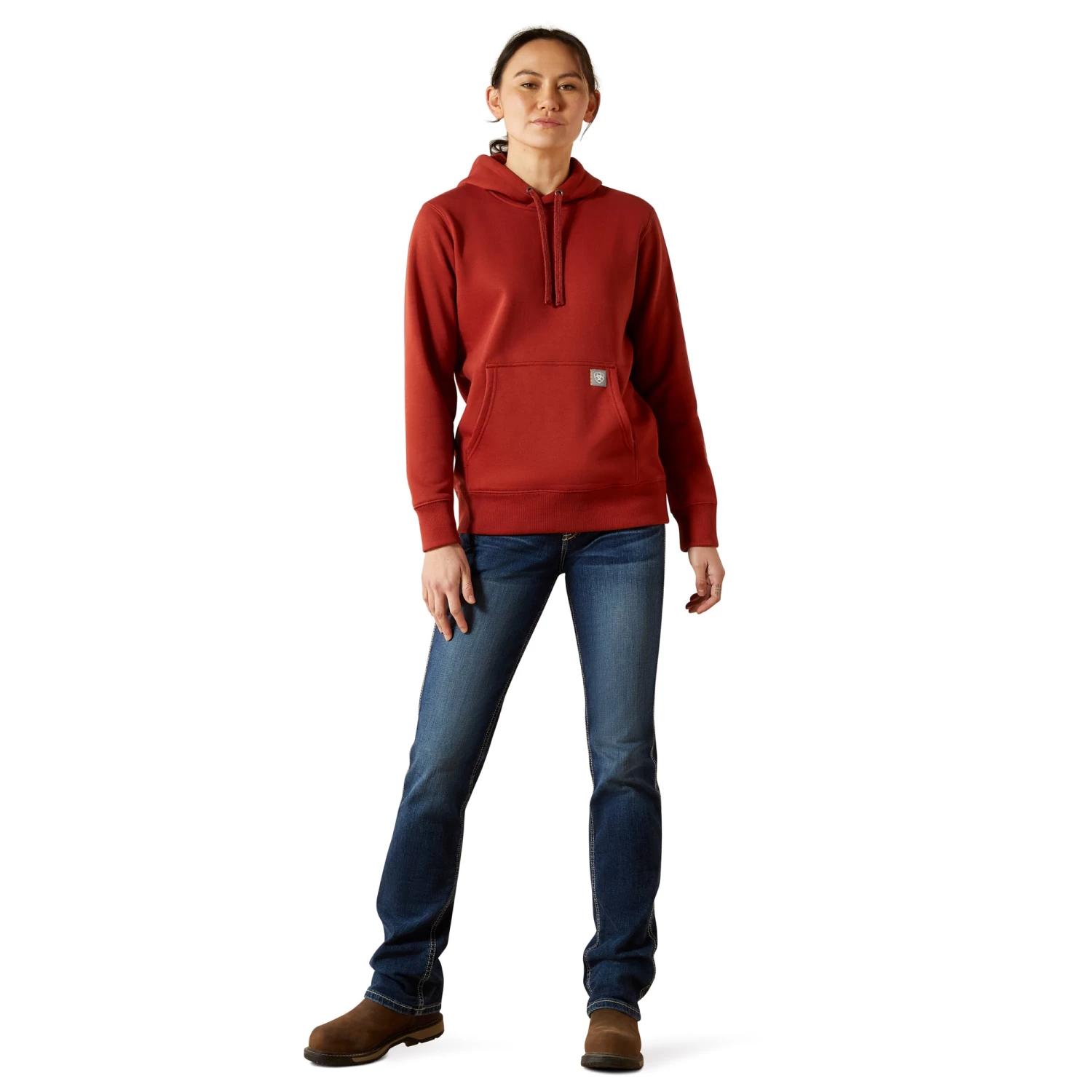 Ariat Ladies Rebar Barn Red & Navy Graphic Hoodie 10062661 - Image 3