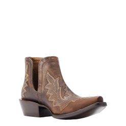 Ariat Ladies Dixon Low Heel Rhino Tan Western Booties 10044502