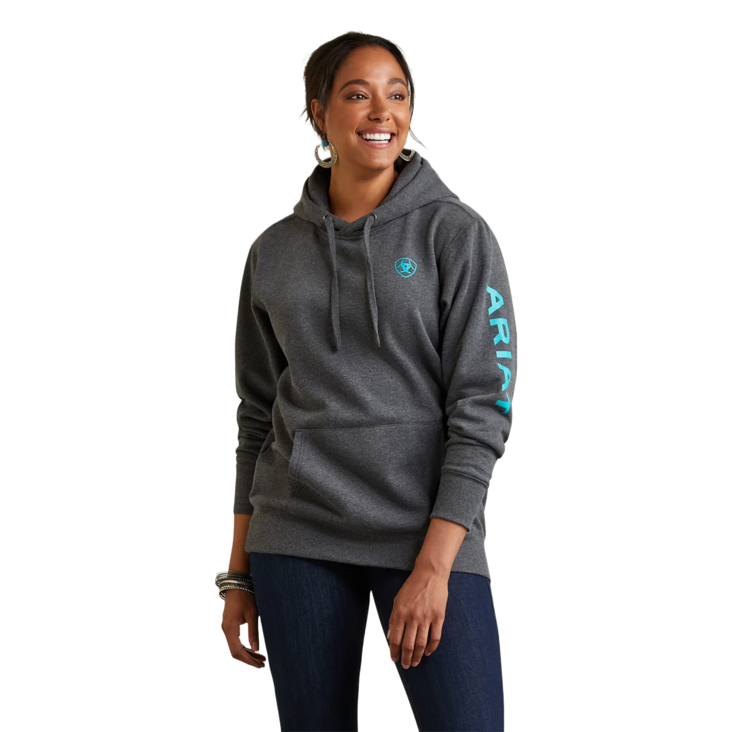 Ariat® Ladies Logo Heather Charcoal Hoodie 10040811