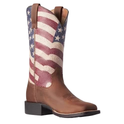 Ariat Ladies Round Up Patriot Stars & Stripes Western Boots 10038397