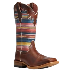 Ariat Ladies Fiona Rye Brown & Sedona Serape Square Toe Boot 10040342