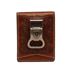 Ariat® Men's Floral Embossed Bifold Money Clip Wallet A3544408