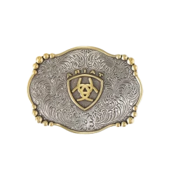 Ariat® Floral Engraved Silver & Gold Belt Buckle A37019