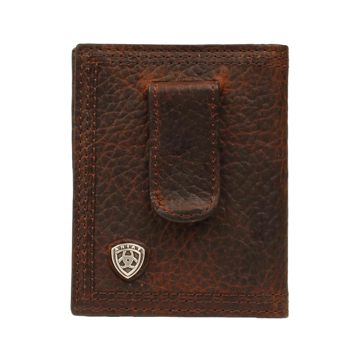 Ariat Men's Dark Brown Front Pocket Money Clip Bifold Wallet A35124282