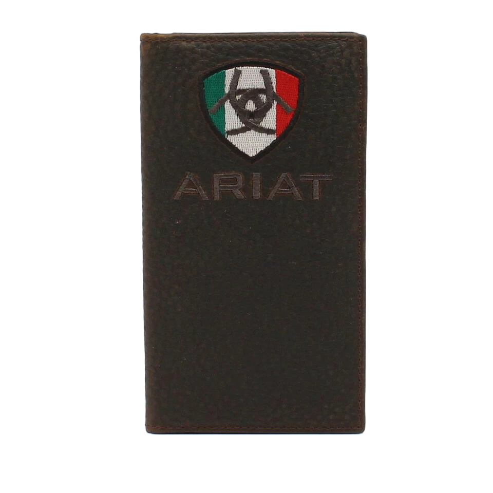 Ariat® Men's Mexican Flag Logo Rowdy Brown Rodeo Wallet A35491282