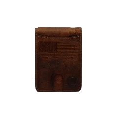 Ariat® Men's Brown Distressed USA Flag Money Clip Wallet A3546002