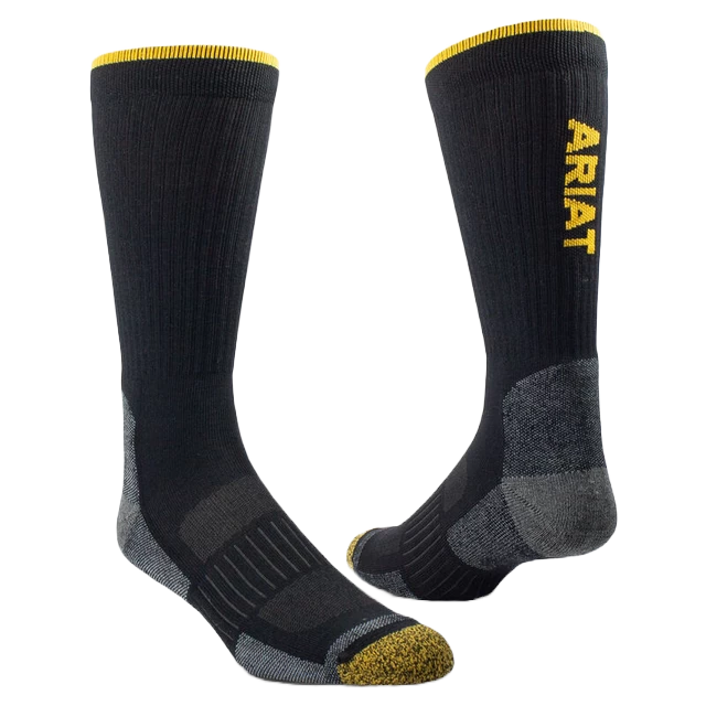 Ariat Tek Work Performance 2 Pack Black Crew Socks AR2777-002